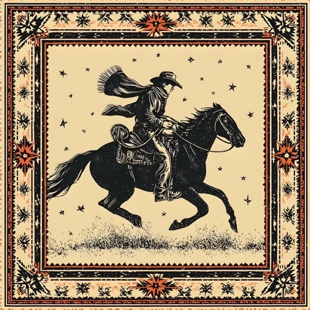 🤠 Western Cowboy Print Square Scarf / Bandana